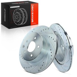 A-Premium - Rotores de freno de disco perforados y ranurados traseros de 12.11 pulgadas (307.59 mm) compatibles con modelos seleccionados Nissan e Infiniti - Maxima/370Z 09-19, 350Z, QX50, Q40, G25