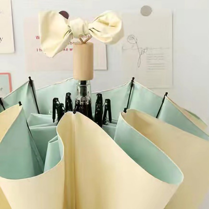 Folding Sun Umbrella UV Blocking Pure Color Black Rubber Sunscreen