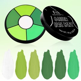 PASNOWFU Green Face Body Paint, Professional 6 Colors Body Paint SFX Makeup Palette, Cream Water Based Green Face Paint for Adults Cosplay Halloween SFX Costumes Witch Monster Costumes Party
