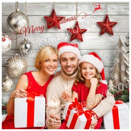 SJOLOON Christmas Backdrop Balls White Wood Floor Photography Backdrop Christmas Backdrops for Photography Photo Backdrops Studio Background 10383(8x8FT)