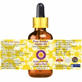 Deve Herbes Pure Golden Jojoba Oil (Simmondsia chinensis) with Glass Dropper Natural Therapeutic Grade Cold Pressed 30ml (1 oz)