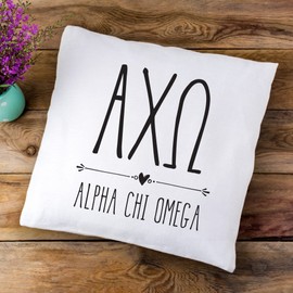sockprints Alpha Chi Omega Boho Design Pillow Cover 18x18 - Sorority Throw Pillow Covers - Sorority Accent Pillow - College Accent Pillow Cover