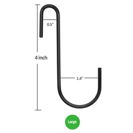 ESFUN 18 Pack 4 inch Heavy Duty S Hooks Pan Pot Holder Rack Hooks S Shaped Hooks Hangers for Oval Ceiling Pot Rack Hanging Kitchenware Spoons Pans Pots Utensils Clothes Bags Towels Plants (Black)