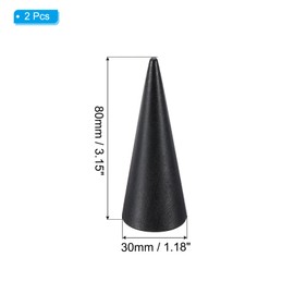 PATIKIL Wood Cone Ring Holder, 2Pcs Wooden Finger Jewelry Ring Display Stand Organizer Wood Cones Rack for DIY Art Crafts, Black (80x30mm)