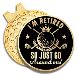 GEYGIE I'm Retired Black Gold Golf Ball Marker with Magnetic Hat Clip, Golf Accessories for Men Women, Golf Gifts for Men Women Golfer, Birthday Retirement Gifts for Dad Grandpa Golf Fan