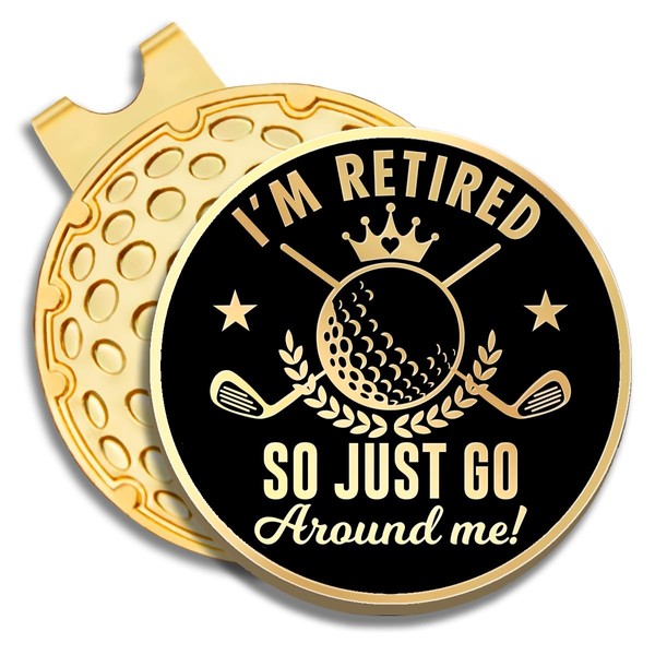 GEYGIE I'm Retired Black Gold Golf Ball Marker with Magnetic