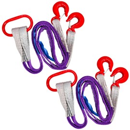 SENKEYFE Lifting Slings Straps with Hooks 2 Ton (2 Pack) Capacity Polyester Webbing Purple Rigging Straps 5ft 4400lbs for Engines Cranes Hoists