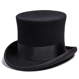Bellmora Men's Coachman and Classic Top Hat for Costume and Masquerade (Medium, Classic Wool Black 6" Height)