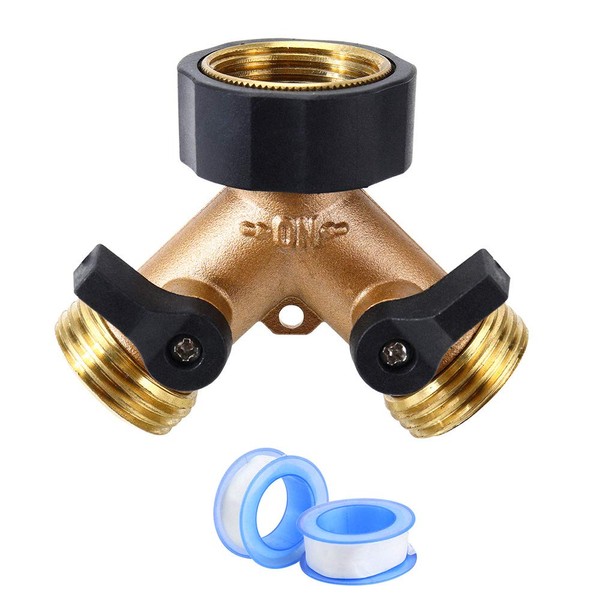 Heavy Duty Garden Faucet Splitter Hose Splitter with Shut-Off Valves Garden Hose Splitter Y Splitter Connect Faucet for Outdoor Garden Irrigation Watering Suitable for All American Thread 3/4