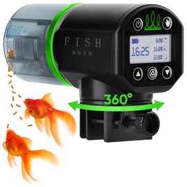 FISHNOSH Automatic Fish Feeder for Aquarium - New Generation 2023, Auto Food Dispenser with Timer for Small Tank, Big Aquariums & Pond - Battery-Operated Feeders for Goldfish, Koi, & More on Weekend