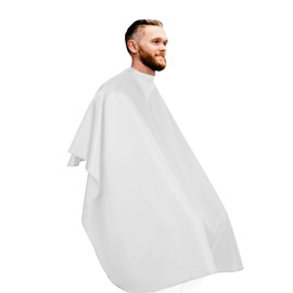 aashta® Barber Barber Cape Lightweight Hairdressing Cape for Professional and Home Use 143 x 126 cm White Buttons Large, White