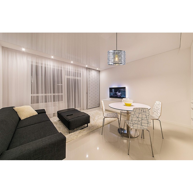 Innoteck Modern Decorative Cube-Pattern Chrome Metal Drum Shade, Multi-Functions for