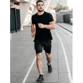 Quazia 3 Pack Men's Quick Dry Shirts, Moisture Wicking Tees, Mesh Dry Fit Athletic Workout Fitness Short Sleeve, L, 3P1