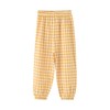 BINIDUCKLING Summer Loose Gingham Girls Pants Size 6-7 Yellow