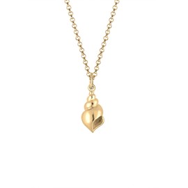 Elli Women's Necklace Shell Pendant Holiday Sea in 925 Sterling Silver Gold-Plated, Sterling Silver, No Gemstone