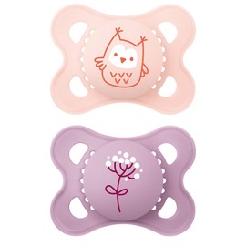 MAM Original Matte Baby Pacifier, Nipple Shape Helps Promote Healthy Oral Development, Sterilizer Case, Girl, 0-6 (Pack of 2)