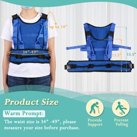 Gait Belt for Seniors Transfer Gate Belt for Elderly Lifting with 8 Handles Physical Therapy Lift Assist Patient Fall Prevention Medical Walking Standing Aids Supports Safety Harness (Mesh - Blue)