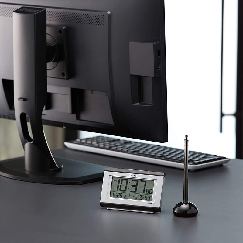 RHYTHM 8RZ161SR06 Alarm Clock, Radio Clock, Electronic Sound Alarm, Temperature,