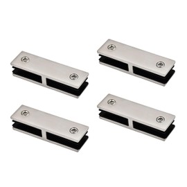 Glass Railing Clamp Stainless Steel 304-180° Double Clamps for Home/Park/Mall/Swimming Pool Glass Clamp, Wire Drawn Surface Bracket (4-Pieces)