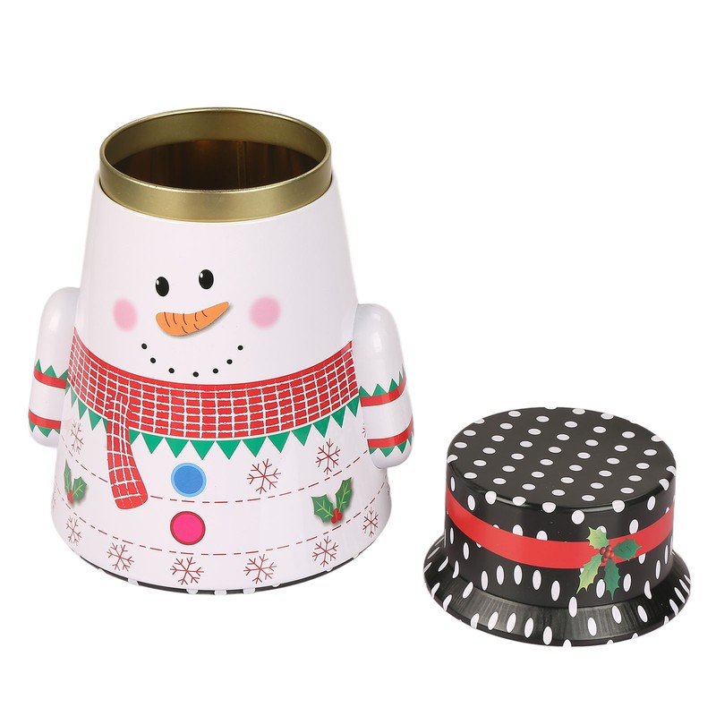 Christmas Candy Iron Box Roly Poly Design Santa Claus Snowman