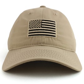 Rapid Dominance American Flag Embroidered Relaxed Cotton Adjustable Cap - Khaki