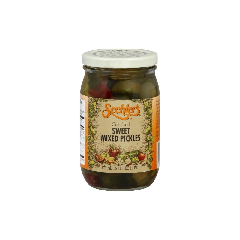 Sechler's Candied Sweet Mixed Pickles, 16 Ounce (Pack of 6)