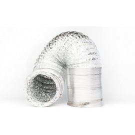 GROWDOTS 8 Inch 25 Feet Non-Insulated Flex Air Aluminum Foil Ducting Dryer Vent Hose for HVAC Ventilation with Two Stainless Steel Clamps