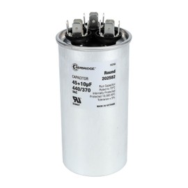 45+10uF 45/10 MFD ±5% 370/440VAC Dual Run Round AC Capacitor for A/C Motor Run, Fan Start, Condenser Run Capacitors, Heat Pump Air Conditioner Capacitor
