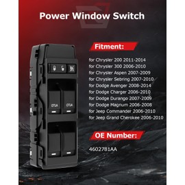GDSMOTU Power Window Switch Front Left Compatible for Jeep for Grand Cherokee 2006-2010 for Jeep for Commander 2006-2010, Master Power Window Control Switch Replace 4602781AA