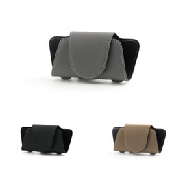 Ompellus Car Sunglasses Holder Case, Leather Sunglasses Holder Clip for Car Sun Visor, Magnetic Glasses Clip, Car Interior Storage Accessories (Gray)