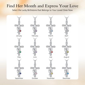 Birthstone Cross Stethoscope Necklace 925 Sterling Silver Nursing Necklace Pendant Nurse Jewelry Birthday Graduation Christmas Gifts for Women