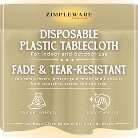 ZIMPLEWARE Premium Beige Plastic Table Cloth Disposable (12 Pack) Round Tablecloth (84in) Party Table Cloths Disposable, Perfect Table Cloth Round Cover for Any Table Up to 6 Feet