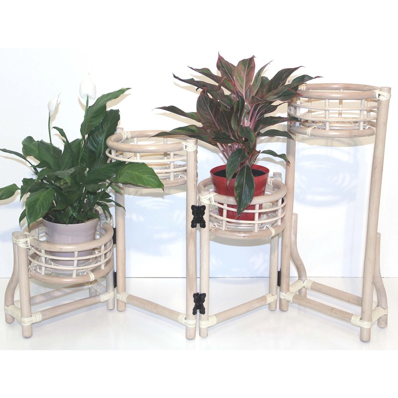 Handmade Natural Rattan Wicker Plant Flower Stand Natural 4 Tier,