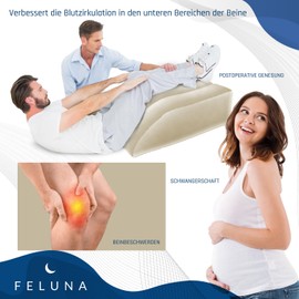 Ergonomic Wedge Pillow for Sleeping, Inflatable Orthopedic Leg Raiser to Relieve Leg and Back Pain, Leg Support Pillow for Knee, Foot and Ankle After Surgery (Beige)