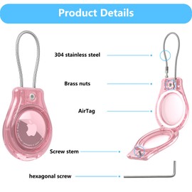 YiDiatnSy Waterproof AirTag Keychain Holder, Air Tag Lock Case Key Ring Case Luggage Tag for Keys (Translucent Black/White/Red/Blue)