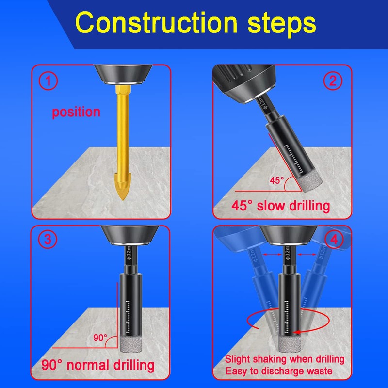6 PCS Dry Diamond Drill Bits Set，Diamond Hole Saw Set