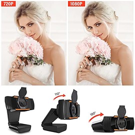1080P HD Cámara Web, MTQ Webcam PC con Microfono,Cámara de Computadora USB con Micrófono Dual Integrado para PC Mac Portátil de Computadora,Cámara para Laptop de Reducción de Ruido para Skype Facebook