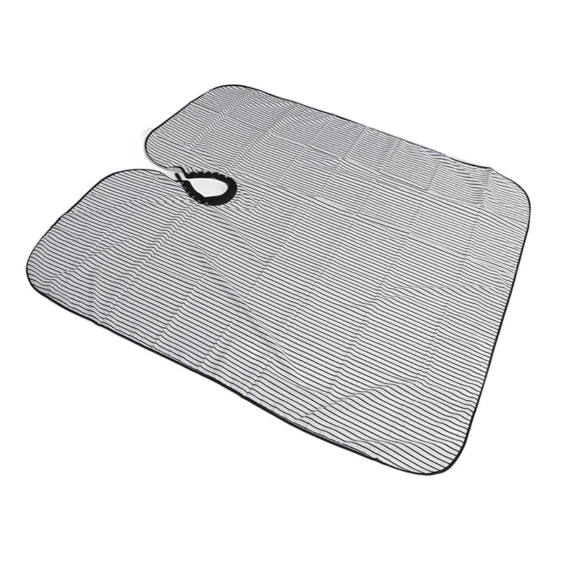 Hair Cut Cape Striped Polyester Waterproof Smooth Surface Neckline Adjustable