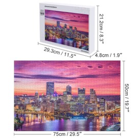 Puzzle for Adults 1000 Piece, 30"X20" Wooden Puzzle, As Home Decoration and A Birthday Gift, with Reference Poster (Pittsburgh)