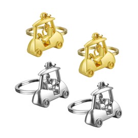4 PCS Golf Cart Keychain Exquisite Golf Cart Pendant Keychain Golf Keychain Zinc Alloy Cart Key Ring Men Key Chain for Golf Lover