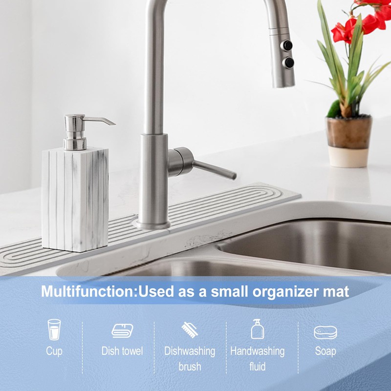 Kitchen Sink Splash Guard- 15.6''x 3.9''Diatomite Splash Guard for Sink,Quick-Drying