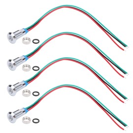 4 Sets 8mm 36V Pre-Wired Round LEDs Waterproof 2Color Light Common Anode Dual Color LED (Red and Green)