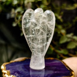 Wonder Care Pocket Guardian Angel Clear Quartz Crystal Natural Gemstone Reiki Healing Energy Carved Statue Figurines (1.5"-2.0") (pack of 2)