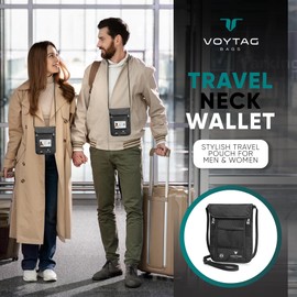 Ultra-Slim Comfort Neck Wallet & Passport Holder - RFID-Protected, Stylish Travel Pouch for Men & Women (Black)
