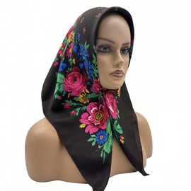 Women's Fashion Printed Headscarf Russian Square Dust-proof Sunblock Warm Shawl Multi-functional Scarf (Brown)