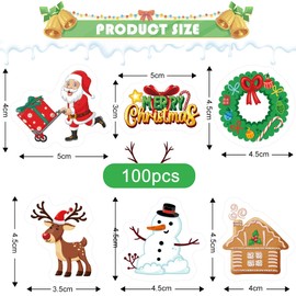 Horuili® Pack of 100 Christmas Stickers, Stickers for Christmas, Waterproof Vintage Gift Tags for Christmas, for Christmas Cards, Scrapbooking, Travel Journal, Cups, Computers