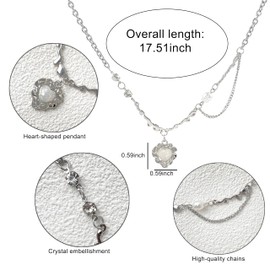 Buyongwant Heart Shaped Necklace for Women Irregular Y2k Tassel Fashion Pendant Silver Jewelry
