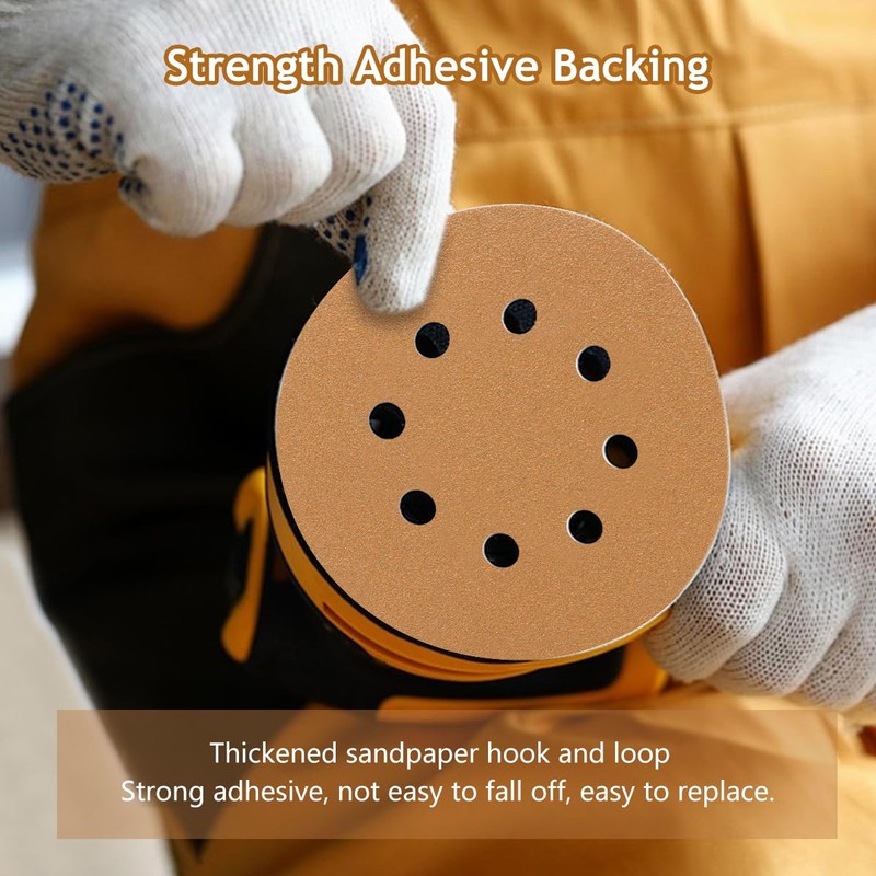 SUPBICCO 5 Inch 8 Hole Sanding Discs Hook and Loop,