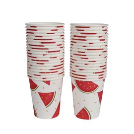 Geeklife Gold Watermelon Paper Party Cups, 9oz Noble Gold Fruit Disposable Decorative Cups Set, Sparkly Gold Foil Paper Cups Bulk,40 pcs