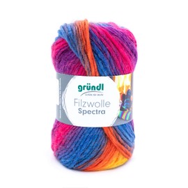 Gründl Spectra Felt Wool (Oeko-Tex Certified, 100% Virgin Wool for Felting, 100 g / 100 m, 1 Ball of 100 g), Wild Berry Multicoloured